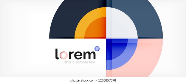 Modern geometric circles abstract background, colorful round shapes with shadow effects, vector illustration