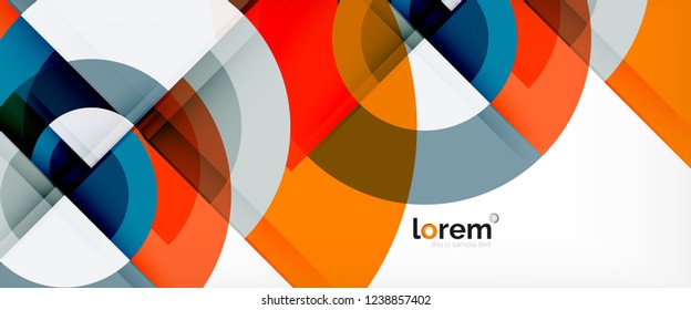 Modern geometric circles abstract background, colorful round shapes with shadow effects, vector illustration