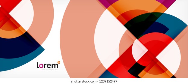 Modern geometric circles abstract background, colorful round shapes with shadow effects, vector illustration