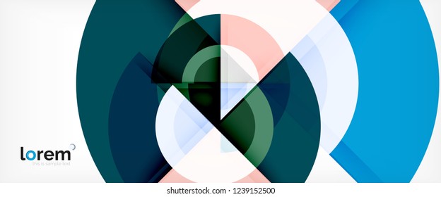 Modern geometric circles abstract background, colorful round shapes with shadow effects, vector illustration