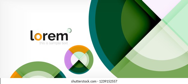 Modern geometric circles abstract background, colorful round shapes with shadow effects, vector illustration