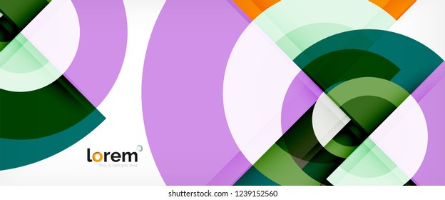 Modern geometric circles abstract background, colorful round shapes with shadow effects, vector illustration