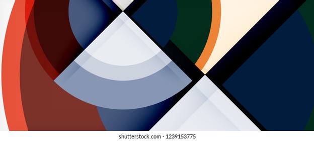 Modern geometric circles abstract background, colorful round shapes with shadow effects, vector illustration