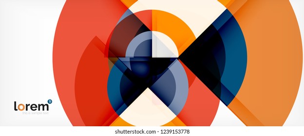 Modern geometric circles abstract background, colorful round shapes with shadow effects, vector illustration