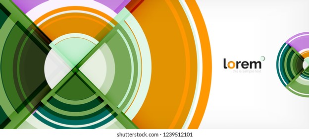 Modern geometric circles abstract background, colorful round shapes with shadow effects, vector illustration