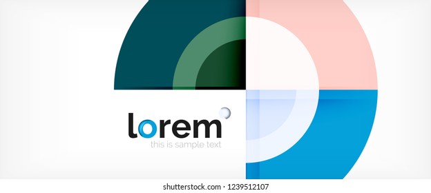 Circulos geométricos modernos fondo abstracto, formas redondeadas coloridas con efectos de sombra, ilustración vectorial