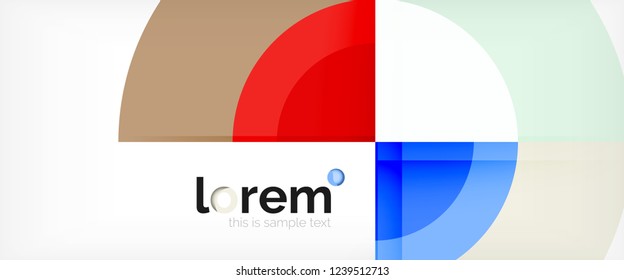 Modern geometric circles abstract background, colorful round shapes with shadow effects, vector illustration