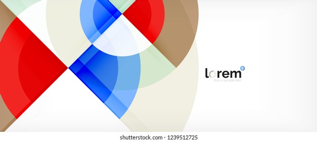 Modern geometric circles abstract background, colorful round shapes with shadow effects, vector illustration