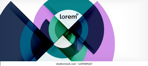 Circulos geométricos modernos fondo abstracto, formas redondeadas coloridas con efectos de sombra, ilustración vectorial