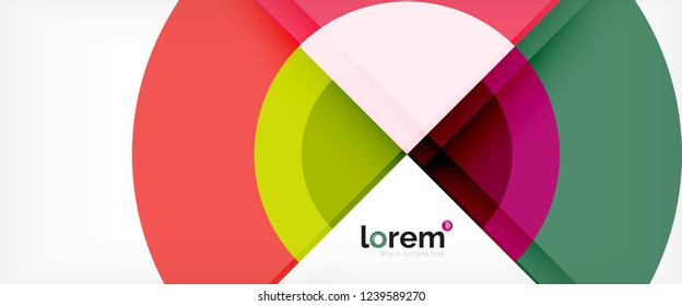 Modern geometric circles abstract background, colorful round shapes with shadow effects, vector illustration