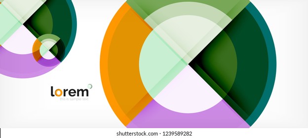 Modern geometric circles abstract background, colorful round shapes with shadow effects, vector illustration