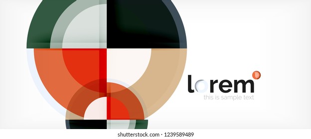 Modern geometric circles abstract background, colorful round shapes with shadow effects, vector illustration