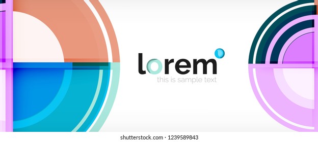 Modern geometric circles abstract background, colorful round shapes with shadow effects, vector illustration