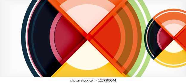 Modern geometric circles abstract background, colorful round shapes with shadow effects, vector illustration