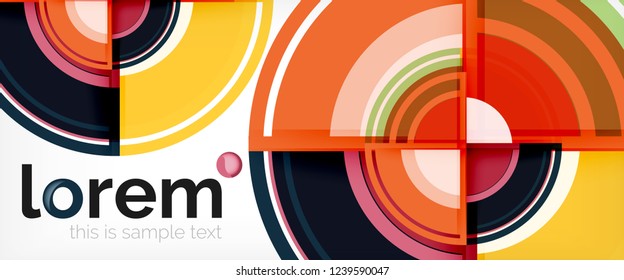Moderne geometrische Kreise, abstrakter Hintergrund, bunte runde Formen mit Schatteneffekten, Vektorgrafik