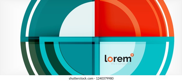 Modern geometric circles abstract background, colorful round shapes with shadow effects, vector illustration