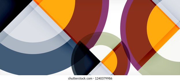 Modern geometric circles abstract background, colorful round shapes with shadow effects, vector illustration