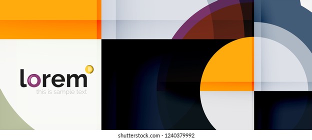 Modern geometric circles abstract background, colorful round shapes with shadow effects, vector illustration