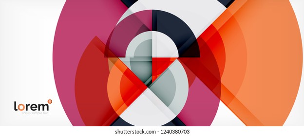 Modern geometric circles abstract background, colorful round shapes with shadow effects, vector illustration