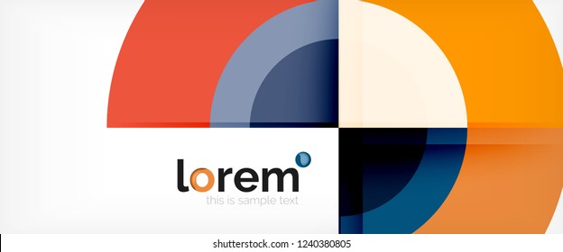 Modern geometric circles abstract background, colorful round shapes with shadow effects, vector illustration