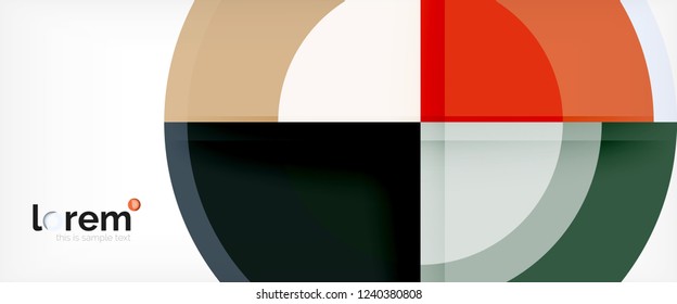 Modern geometric circles abstract background, colorful round shapes with shadow effects, vector illustration