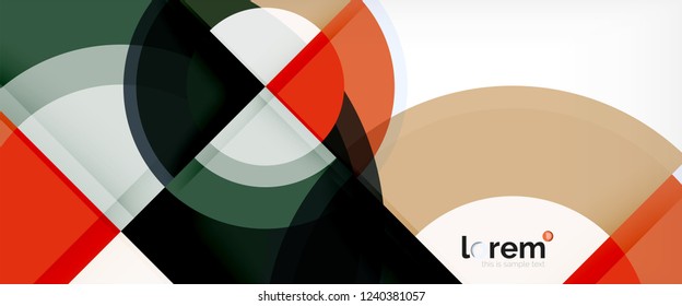 Moderne geometrische Kreise, abstrakter Hintergrund, bunte runde Formen mit Schatteneffekten, Vektorgrafik