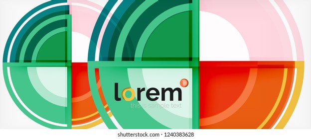 Modern geometric circles abstract background, colorful round shapes with shadow effects, vector illustration