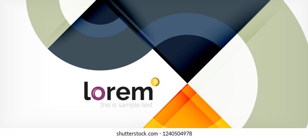 Modern geometric circles abstract background, colorful round shapes with shadow effects, vector illustration