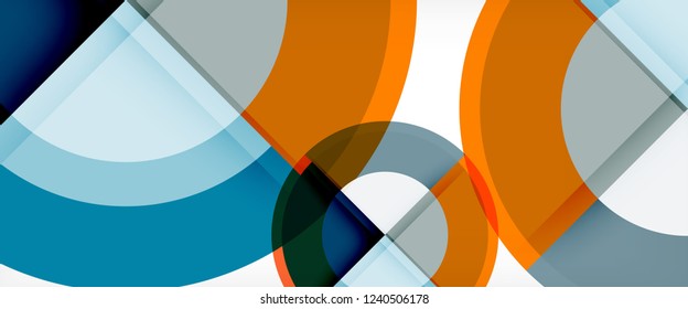 Moderne geometrische Kreise, abstrakter Hintergrund, bunte runde Formen mit Schatteneffekten, Vektorgrafik