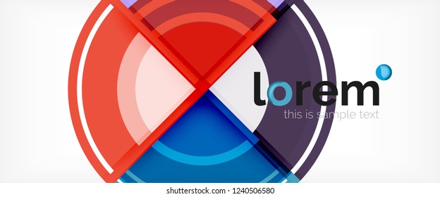 Circulos geométricos modernos fondo abstracto, formas redondeadas coloridas con efectos de sombra, ilustración vectorial