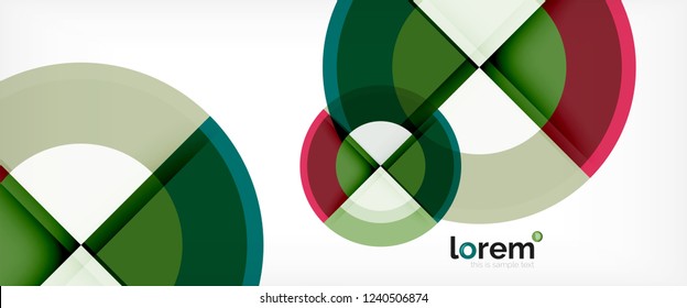 Moderne geometrische Kreise, abstrakter Hintergrund, bunte runde Formen mit Schatteneffekten, Vektorgrafik