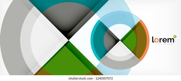 Circulos geométricos modernos fondo abstracto, formas redondeadas coloridas con efectos de sombra, ilustración vectorial