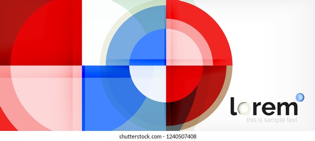 Modern geometric circles abstract background, colorful round shapes with shadow effects, vector illustration