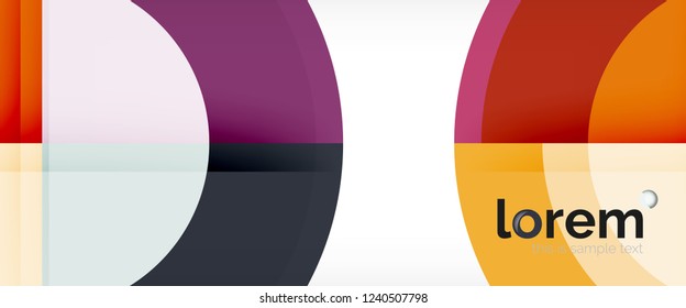 Modern geometric circles abstract background, colorful round shapes with shadow effects, vector illustration