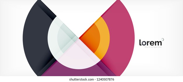 Circulos geométricos modernos fondo abstracto, formas redondeadas coloridas con efectos de sombra, ilustración vectorial