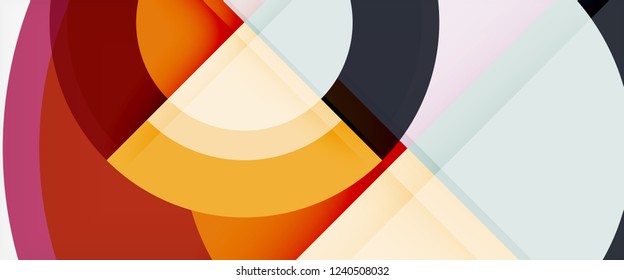 Circulos geométricos modernos fondo abstracto, formas redondeadas coloridas con efectos de sombra, ilustración vectorial