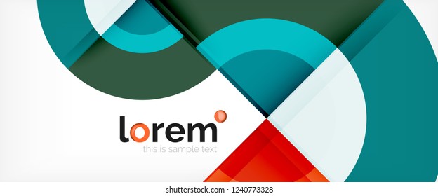 Modern geometric circles abstract background, colorful round shapes with shadow effects, vector illustration