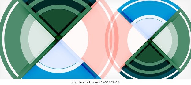 Modern geometric circles abstract background, colorful round shapes with shadow effects, vector illustration