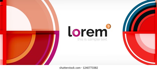 Modern geometric circles abstract background, colorful round shapes with shadow effects, vector illustration