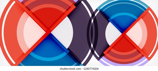 Modern geometric circles abstract background, colorful round shapes with shadow effects, vector illustration