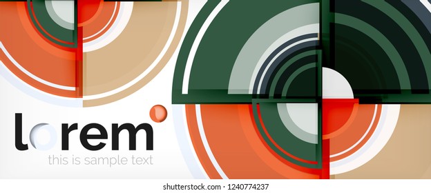 Modern geometric circles abstract background, colorful round shapes with shadow effects, vector illustration
