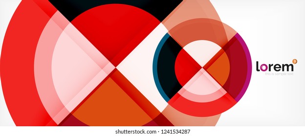 Modern geometric circles abstract background, colorful round shapes with shadow effects, vector illustration