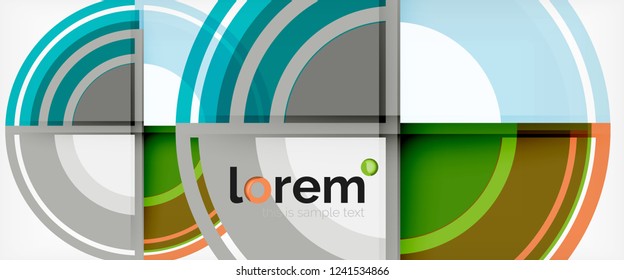 Modern geometric circles abstract background, colorful round shapes with shadow effects, vector illustration