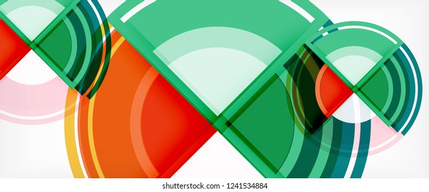 Modern geometric circles abstract background, colorful round shapes with shadow effects, vector illustration