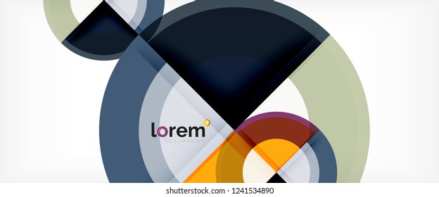 Modern geometric circles abstract background, colorful round shapes with shadow effects, vector illustration