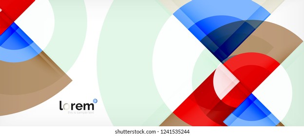 Modern geometric circles abstract background, colorful round shapes with shadow effects, vector illustration