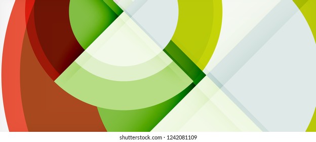 Circulos geométricos modernos fondo abstracto, formas redondeadas coloridas con efectos de sombra, ilustración vectorial
