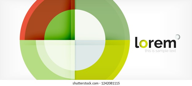 Moderne geometrische Kreise, abstrakter Hintergrund, bunte runde Formen mit Schatteneffekten, Vektorgrafik