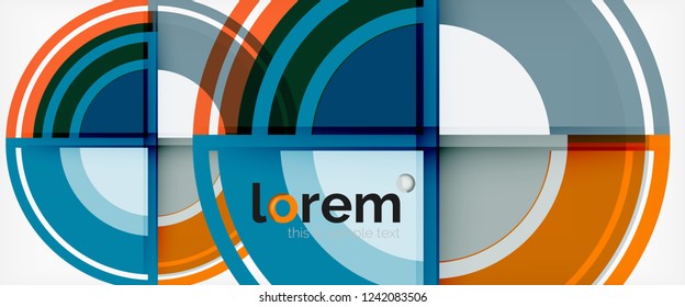 Moderne geometrische Kreise, abstrakter Hintergrund, bunte runde Formen mit Schatteneffekten, Vektorgrafik