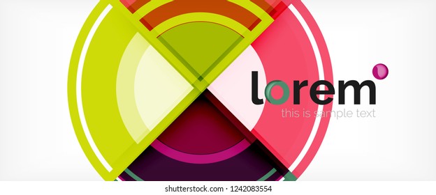 Modern geometric circles abstract background, colorful round shapes with shadow effects, vector illustration